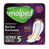Molped Supernight Hijyenik Kadın Pedi Super Gece 5'li - 1