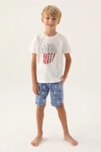 Rolypoly Erkek Çocuk Bermuda Krem Pijama Takımı 3373 - 1