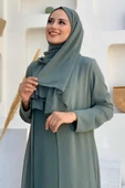Etek Kısmı Desenli Elbiseli Abaya Takım 8495 Mint thumbnail 4