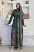 Etek Kısmı Desenli Elbiseli Abaya Takım 8495 Mint thumbnail 1