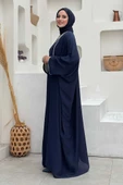 Taş İşleme Detay Elbiseli Pelerin Takım 8496 Lacivert thumbnail 3