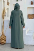 Etek Kısmı Desenli Elbiseli Abaya Takım 8495 Mint thumbnail 2