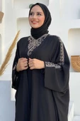 Taş İşlemeli Elbiseli Abaya Takım 8499 Siyah thumbnail 4