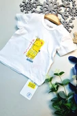 %100 Pamuk Yazlık Bebek T-Shirt Beyaz Artist Baskılı Çocuk Yarım Kollu T-Shirt - 2