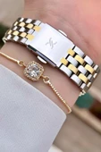 Daniel Klein DKISTE1028 Gold Gümüş Renk Hediye Paketli Kadın Kol Saati ve Bileklik - 5