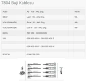 BUJI KABLOSU GOLF IV BORA A3 OCTAVIA 1.6 - 1