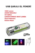 ŞARJ EDİLEBİLİR HEM FENER HEM ORTAM AYDINLATMALI 5 FONKSİYONLU ÖN KISIM LAZER LED MIKNATISLI KLİPSLİ - 1