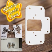 Dolap Kapak Taş Menteşe Tamir Sacı Pratik Onarım Kiti Beyaz Metal Yuva Tablası 6.5 x 9 cm - 1