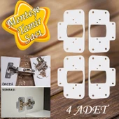 Dolap Kapak Taş Menteşe Tamir Sacı Pratik Onarım Kiti Beyaz Metal Yuva Tablası 6.5 x 9 cm (4 ADET) - 1