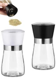 Tilbe Home 2'li Tuzluk Karabiber Değirmeni Seramik Bıçaklı Öğütücü Orta Boy Dayanıklı Cam Baharat Öğütücü Seti thumbnail 1