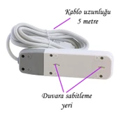 Anahtarlı Kablolu 3 Lü Topraklı Çoklu Grup Priz Çoğaltma Üçlü Fiş Piriz 5 Metre - 3