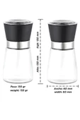 Tilbe Home 2'li Seramik Bıçaklı Öğütücü Karabiber Tuzluk Değirmeni Orta Boy Dayanıklı Cam Baharat Öğütücü Seti thumbnail 3