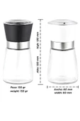 Tilbe Home 2'li Tuzluk Karabiber Değirmeni Seramik Bıçaklı Öğütücü Orta Boy Dayanıklı Cam Baharat Öğütücü Seti thumbnail 4