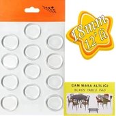Yapışkanlı Cam Tutucu Şeffaf 18mm 12'li Mobilya Raf Ses Tutucu - 1