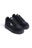 PRAG Bağcıklı Ortopedik Taban Desenli Kadın Sneaker Ayakkabı ST Siyah - 4