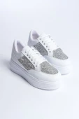 MIPA Bağcıklı Ortopedik Taban Simli Kadın Sneaker Ayakkabı BT Beyaz - 4