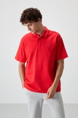 Fiesta Pamuklu Kalın Yumuşak Dokulu Oversize Fit Basic Polo Yaka Erkek T-Shirt - 88327 - 2