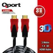 QPORT Q-HDMI3 HDMI 1.4 V ALTIN UÇLU KABLO 3 MT - 3