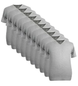 10 Adet Büyük Beden V Yaka Fanila Atlet Gri - 1