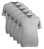 5 Adet Büyük Beden V Yaka Fanila Atlet Gri - 1