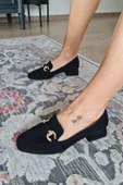 10 1900 Topukla Kadın Toka Detaylı 3 cm Topuklu Loafer Günlük Ayakkabı - 10