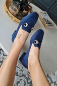 10 1900 Topukla Kadın Toka Detaylı 3 cm Topuklu Loafer Günlük Ayakkabı - 8