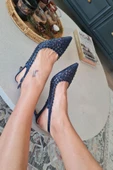 036  4467 Topukla Kadın Taşlı 6 cm İnce Topuklu Abiye Ayakkabı - 11