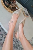 036  4467 Topukla Kadın Taşlı 6 cm İnce Topuklu Abiye Ayakkabı - 2