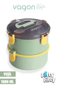 Vagonlife 1600 ML İki Kat Yuvarlak Paslanmaz Çelik Bento Lunch Box Yeni Nesil Sefer Tası-ÇatallıKaşık-397 - 8