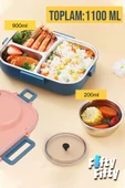Vagonlife 1100 ML Çorba Kaseli-Metal Kaşıklı Paslanmaz Çelik Bento Lunch Box Yeni Nesil Sefer Tası-ffbl70100 - 11