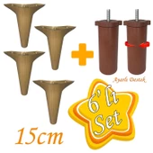 Zelve 6'Lı Set Mobilya Ünite Çekyat Koltuk Kanepe Ayarlı M8 Destek Ayağı 15 Cm Açık Ceviz Baza Ayak thumbnail 1