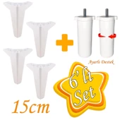 Serdivan 6'Lı Set Mobilya Tv Ünitesi Çekyat Koltuk Kanepe Ayarlı M8 Destek Ayağı 15 Cm Beyaz Baza Ayak thumbnail 1