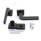 Tog Siyah Wc Banyo Uyumlu Kapı Kolu Kare Rozetli Kapı Kulpu Sağa Sola Uygun Kapı Kolları thumbnail 5