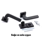 Tog Siyah Wc Banyo Uyumlu Kapı Kolu Kare Rozetli Kapı Kulpu Sağa Sola Uygun Kapı Kolları thumbnail 6