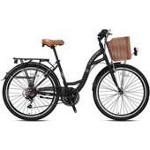 KRON  GERONİ SIRIO 28 JANT City Bike - 21 Vites - V.B. - Mat Siyah-Siyah/Kahverengi - Shimano - 1