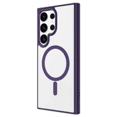 Samsung Galaxy S24 Ultra için Magsafe ile uyumlu Kılıf Krom Silikon Kapak - 9