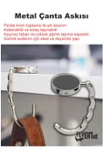 Kişiye Özel İsimli Metal Krom Kaydırmaz Taban Masa Altı Çanta Askısı Portatif Şık Katlanabilir - 4