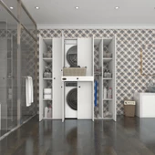 Kenzlife çamaşır-kurutma makinesi dolabı nazzam byz 187*170*60 çekmeceli raflı banyo - 1