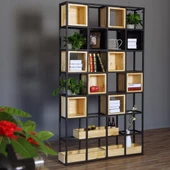 Ahşap Kitaplık Dekoratif Kutulu Büyük Kitaplık - 2