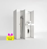 Kenzlife çamaşır-kurutma makinesi dolabı şahrur sol byz 187*120*60 çekmeceli + tekli duvar rafı hediye thumbnail 1