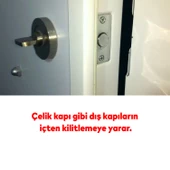 Silindir Barel Göbek Kilidi Çelik Kapı İçeriden Kilitleme Kilidi 90 mm 3 Anahtarlı Çevirmeli Kilit - 4