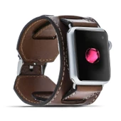 Apple Watch Uyumlu Deri Kordon 38-40-41mm Cuff Taba - 1