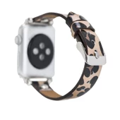 Apple Watch Uyumlu Deri Kordon 42-44-45mm ST Leopar NE - 2