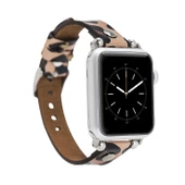 Apple Watch Uyumlu Deri Kordon 42-44-45mm ST Leopar NE - 1