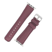 Apple Watch Uyumlu Deri Kordon 42-44-45mm FL6 Bordo - 4