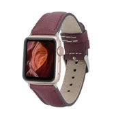 Apple Watch Uyumlu Deri Kordon 42-44-45mm FL6 Bordo - 1
