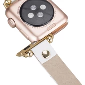 Apple Watch Uyumlu Deri Kordon 38-40-41mm FRG F3 Beyaz - 2