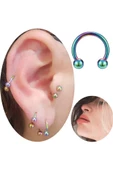 316l Kararmaz Cerrahi Çelik Tragus Kıkırdak Yarım Halka Nal Piercing (1 ADET) Siyah - 8