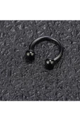 316l Kararmaz Cerrahi Çelik Tragus Kıkırdak Yarım Halka Nal Piercing (1 ADET) Siyah - 2