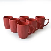 Keramika Mat Kırmızı Organik Kupa 10 Cm 6 Adet 975 - 2